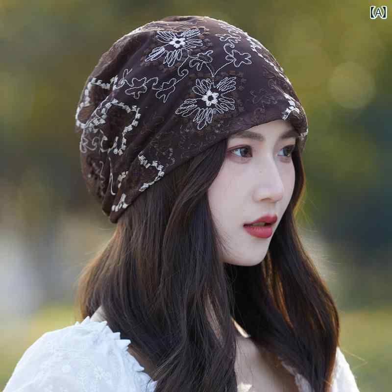 ターバン キャップ レディース 女性用 帽子 春と 夏 薄手 マザーズ フード付き パイル レース 白髪 カ..