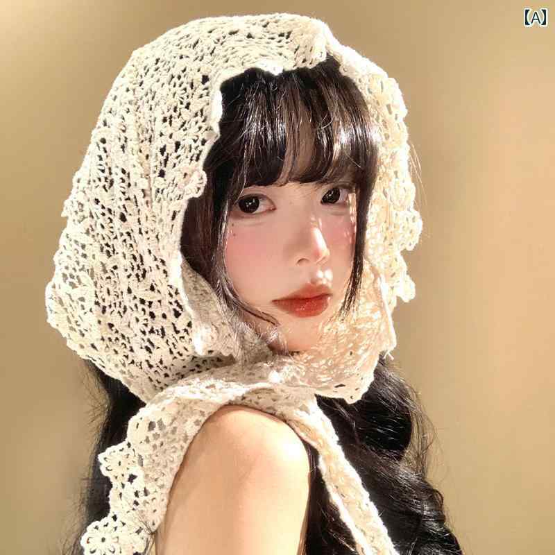 ターバン キャップ レディース 春夏 女性用 花 レース ヘッド スカーフ フレンチ 高級 三角形 ドレス ヘア タイ バンド