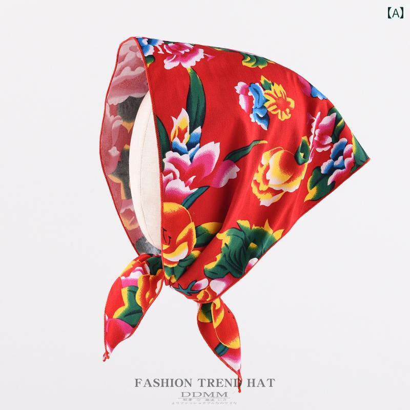 ターバン キャップ レディース 北東 部の 大きい 花柄の 布 スカーフ 三角形の ヘッド ドレス パフォー..