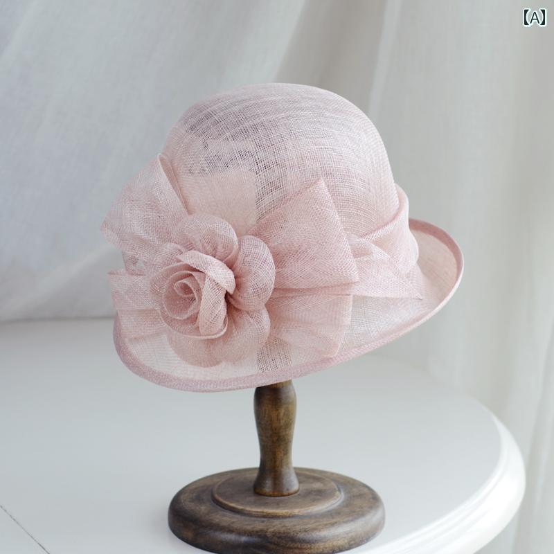 ターバン キャップ レディース レディース エレガントな リネン ハット 春夏の 花 レトロ 短い つばの ..