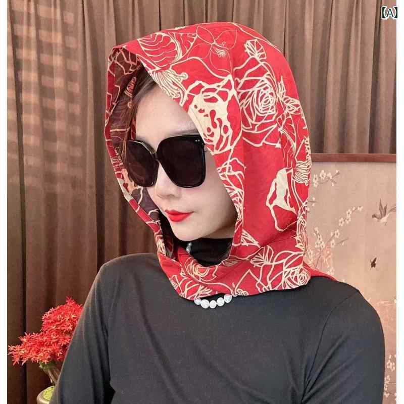 ターバン キャップ レディース 2024 春夏 両面 二 色 翔 雲 ガーゼ スカーフ 帽子 旅行 写真 日焼け防..