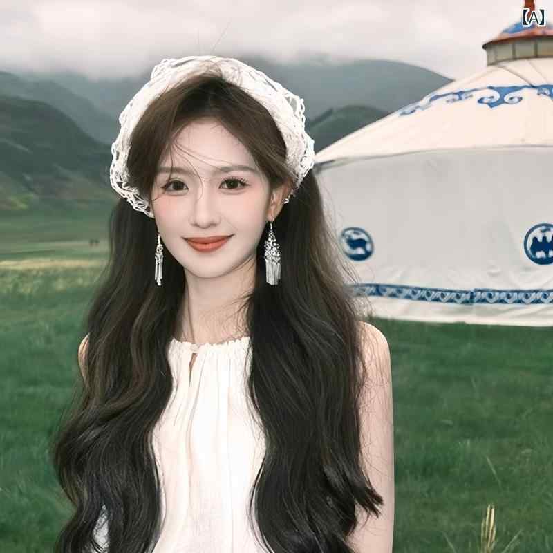 ターバン キャップ レディース ホワイト レース 四川 旅行用 スカーフ レディース 秋冬 三角 草原 帽子 ヘッド バンド 装飾