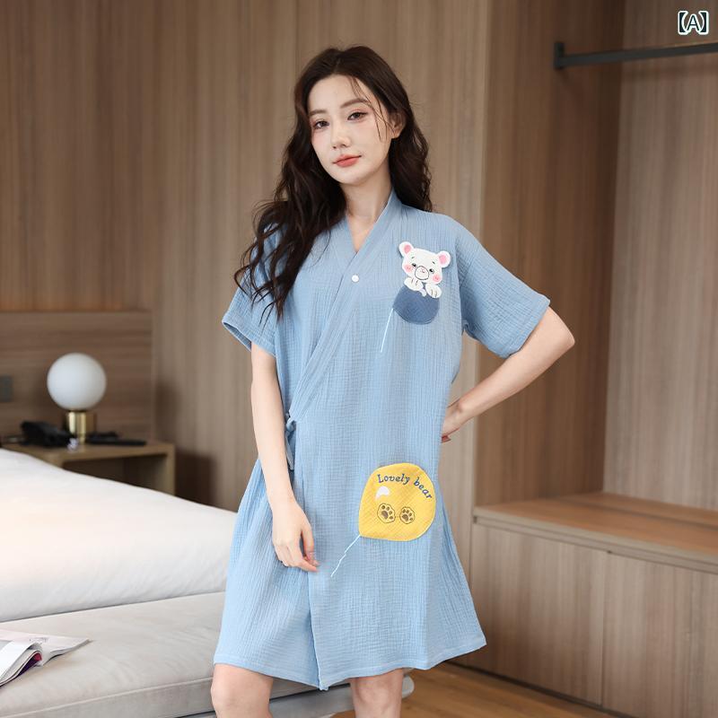 バスローブ パジャマ バス タオル レディース 綿 ガーゼ コットン 2025 新 速乾 糸 くずが 出ない 通気性 夏用 バスローブ 着用 可能
