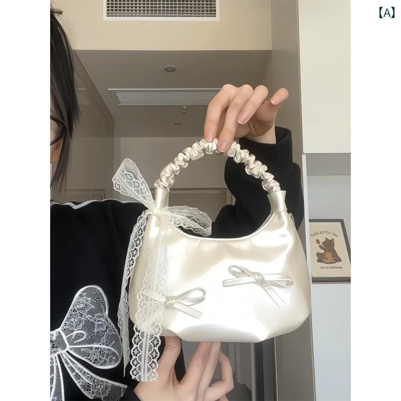パーティーバッグ レディース 女性用 バレエ リボン ハンドバッグ 韓国 スイート ガール パール 光沢 ショルダー メッセンジャーバッグ 通勤用 小型