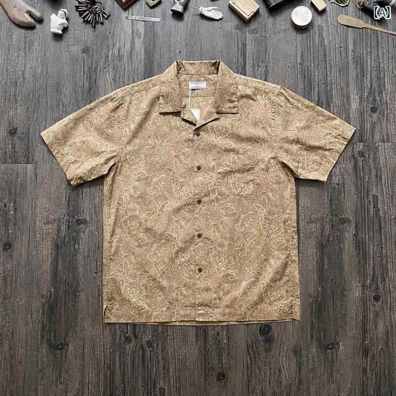 アロハシャツ 半袖 オーバー サイズ キューバ カラー シャツ メンズ ハワイアン 半袖 アメリカン レトロ カシュー フラワー 生地 カジュアル