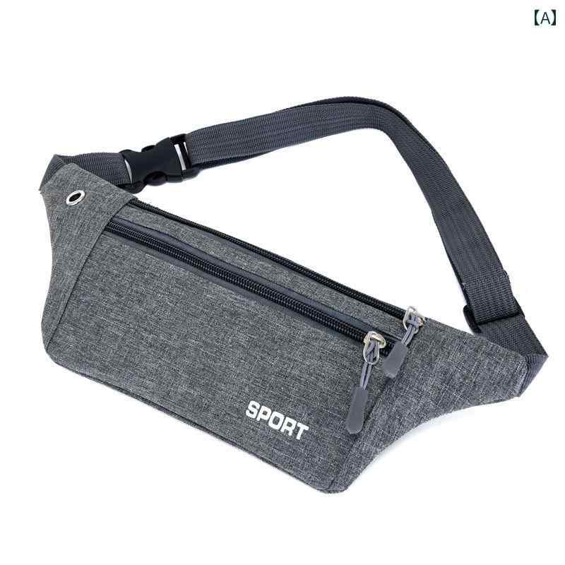 ウエストポーチ メンズ 防水 オックスフォード 布 カジュアル ウエスト バッグ 薄型 ランニング スポーツメンズ スマートフォン 三 層 ジッパー 男性