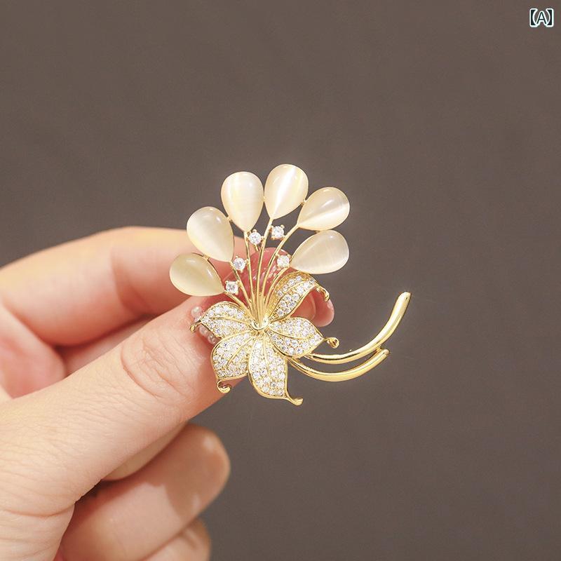 ブローチ アクセサリー キャッツアイ ブローチ ハイエンド レディース 精巧 コサージュ ファッション ..