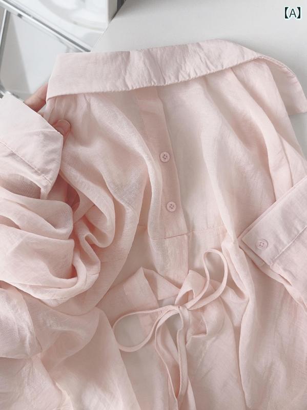 事務服 ブラウス シャツ レディース フランスの 日焼け防止 シャツ レディース 夏 薄手 シングルブレス..