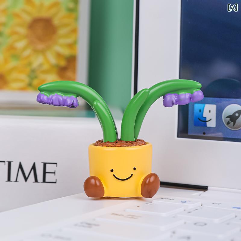 かわいい 飾り 雑貨 Quanyue フラワーポット エルフ デスク トップ 装飾 かわいい オフィス コンピュータ 癒し デコレーション 小さい 装飾品 教師...