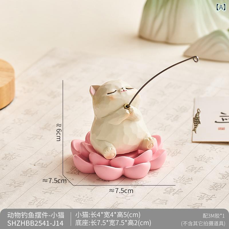 かわいい 飾り 雑貨 猫 釣り 水槽 造園 ワークステーション 変換 装飾 形而上学 良い もの オフィス デスク トップ 減 圧 ギフト