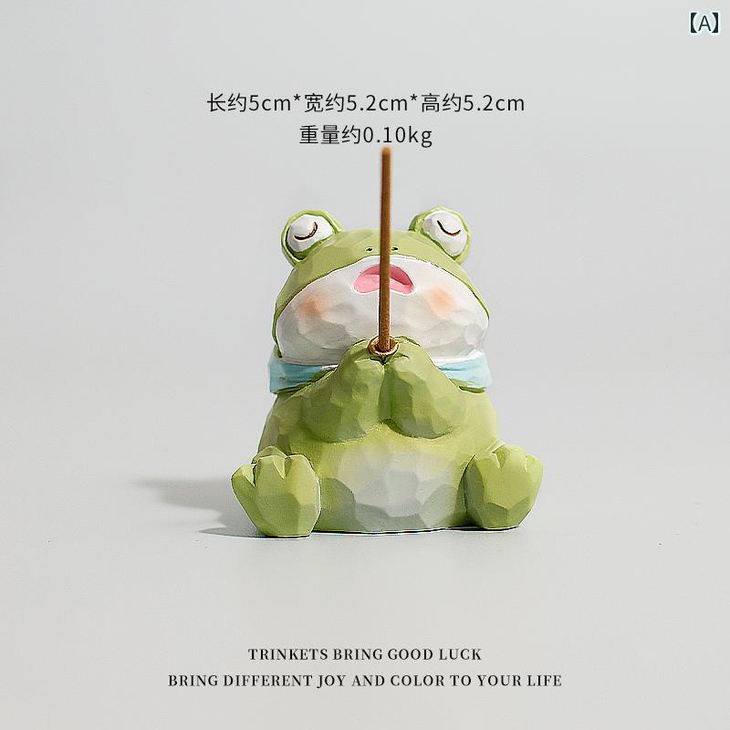 かわいい 飾り 雑貨 【 願いは 叶う】 かわいい カエルのお 香 立て 卓上 置物 形而上学 大学院 受験 幸運 女の子へのちょっとした プレゼント