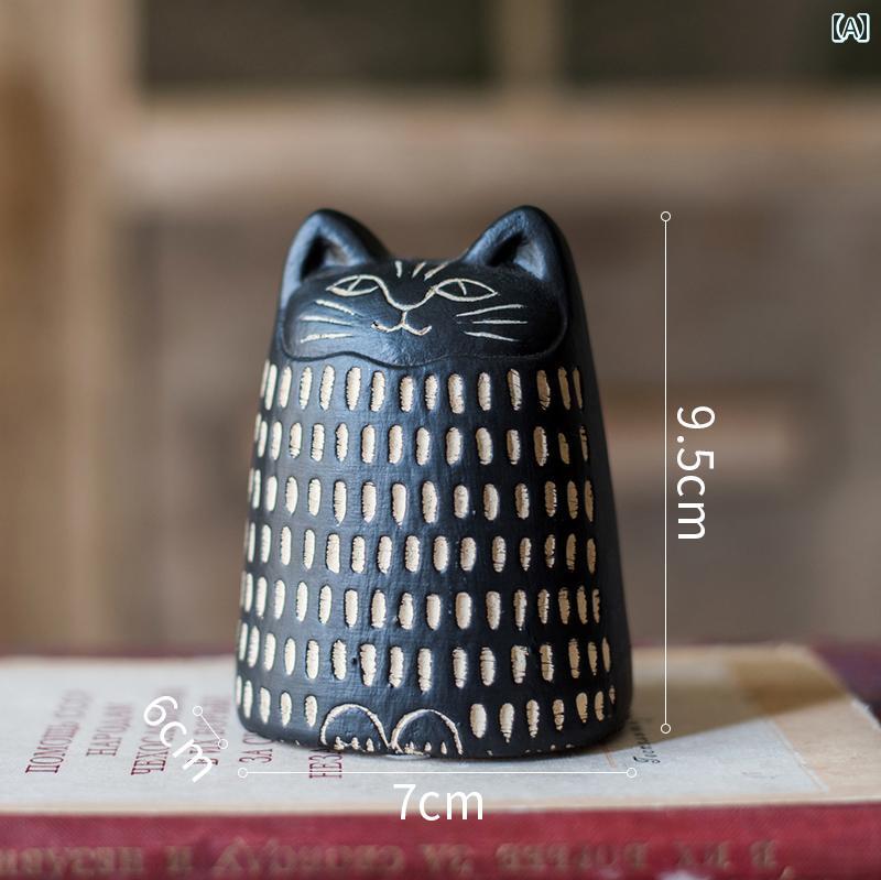 かわいい 飾り 雑貨 ジュ ハン 猫の 置物 黒 猫 白 モダン アート 二 次元 装飾 雑貨 庭 開運 ギフト