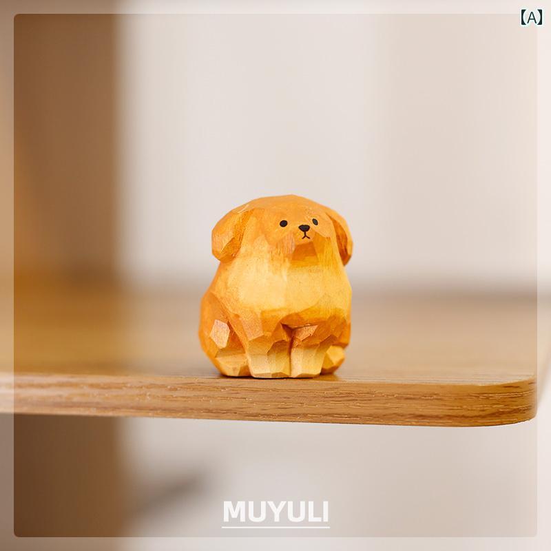 かわいい 飾り 雑貨 木彫りの 小さい ゴールデンレトリバーの 飾り かわいい 女の子 デスク トップの 装飾 イン スタイル な 犬の 癒しの ギフト 女性