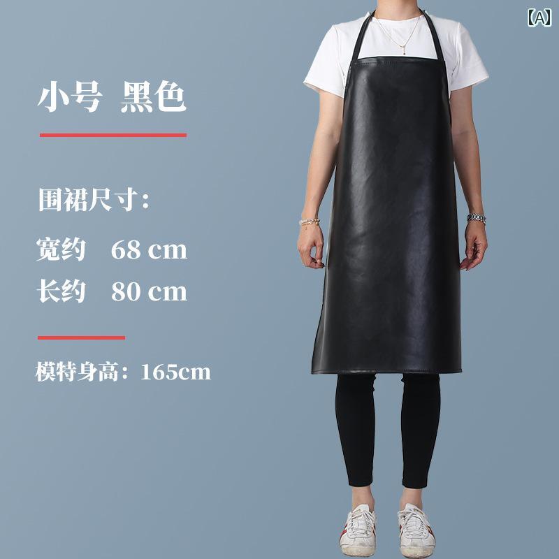 キッチン用 エプロン キッチンでの メンズ レディースの 大人用 防水 防 油 ブラック ソフトレザー エプロン 魚を 殺す 耐摩耗と 長めの ウエスト ビブ