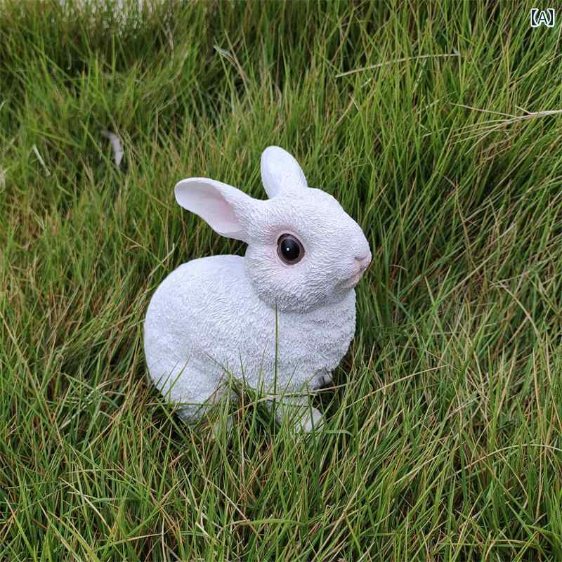 お庭 かわいい 飾り ガーデニング かわいい の シミュレーション ウサギの 中庭の 庭の 樹脂の 装飾品 幼稚園の 子供の 装飾 バルコニーの 鉢植えの 植物(3)