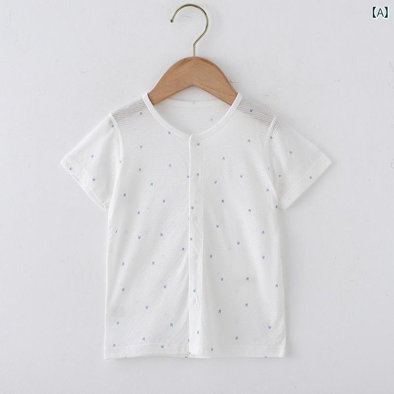 快適 ベビー服 半袖 ベビー 竹 繊維 半袖 トップス 夏 薄手 服 男の子と 女の子 レイヤリング シャツ ..