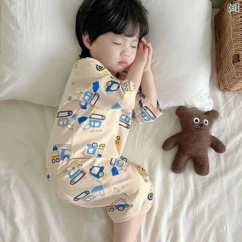 快適 ベビー服 半袖 夏用 骨なし 子供用 ワンピース パジャマ 綿 薄手 ベビー エアコン 服 男の子 女の子 ホームウェア ナイトガウン