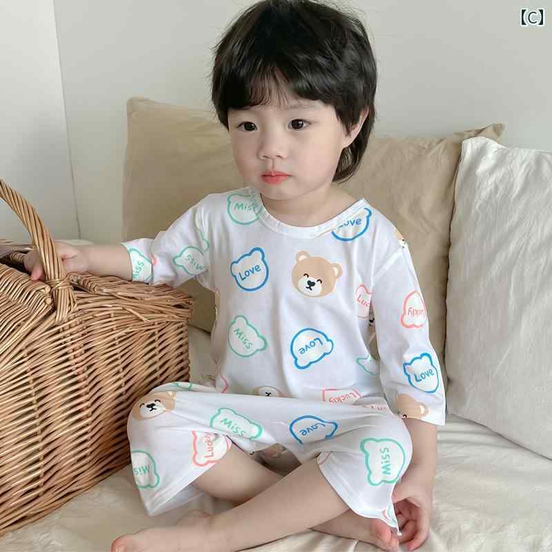 快適 ベビー服 半袖 夏用 骨なし 子供用 ワンピース パジャマ 綿 薄手 ベビー エアコン 服 男の子 女の子 ホームウェア ナイトガウン