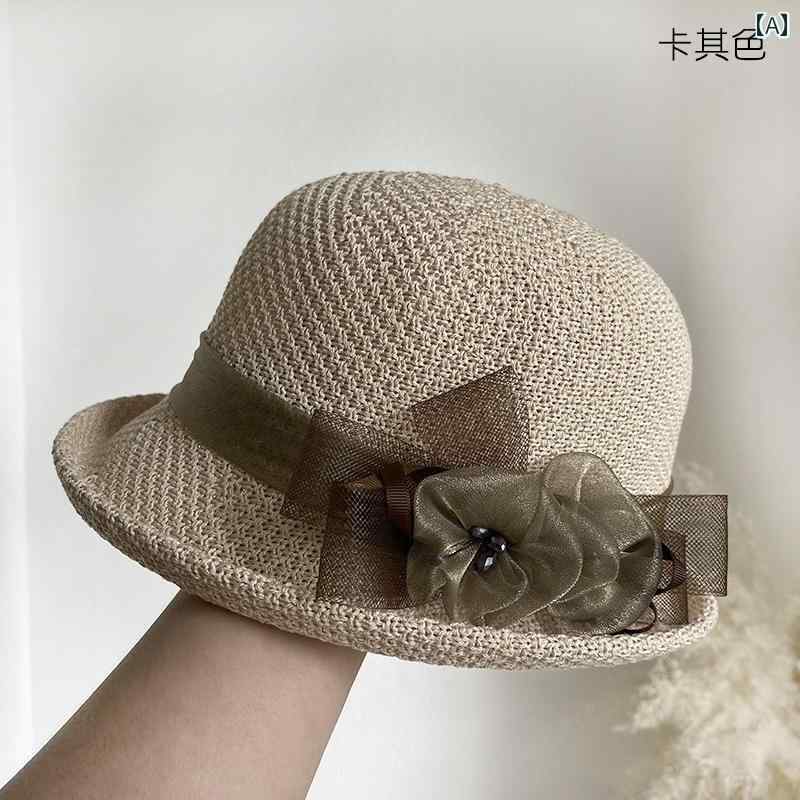 ハット 日焼け防止 サンハット 韓国オー ガンザの リボンの ファッション エレガントな 帽子 レディー..