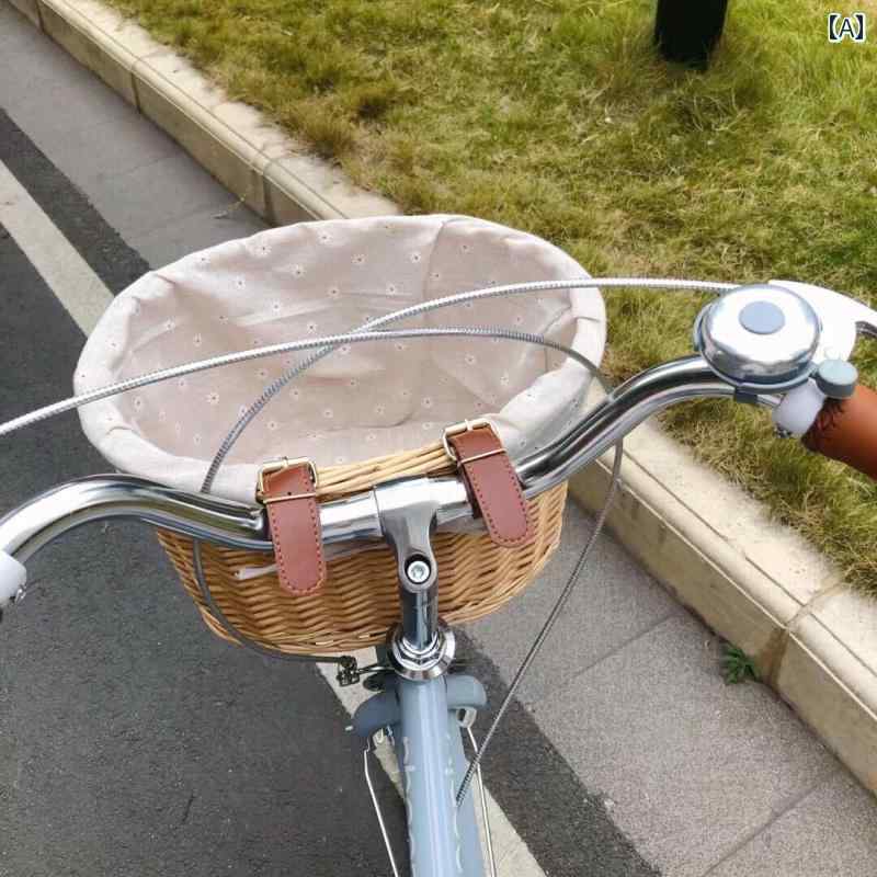 自転車 前かご バッグ 自転車 バスケット フロント マウンテンバイク バランス バイク レトロ 編み 収納 ハンドル バー ポケット