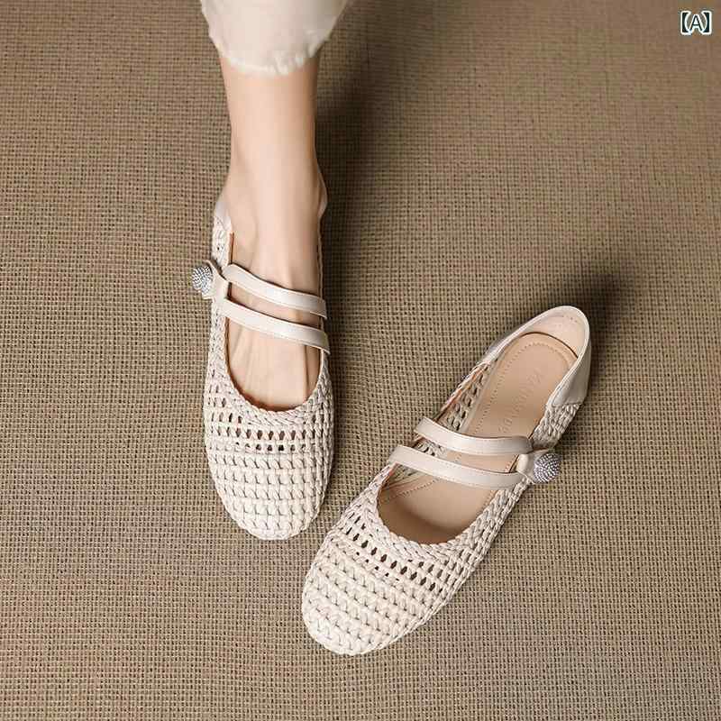 モカシン シューズ レディース 2025夏 革 トゥ サンダル フェアリー アウター スカート 付き レトロ 編..