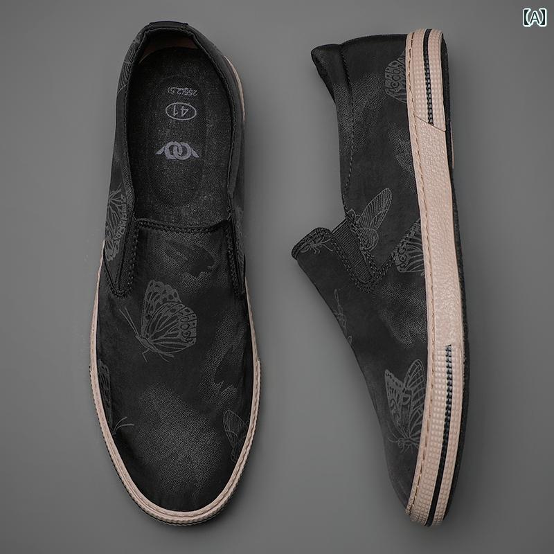 デッキシューズ メンズ シンプル Baoda 2025 春の ローファー メンズ スリッポン カジュアル ローカット 韓国 キャンバス シューズ