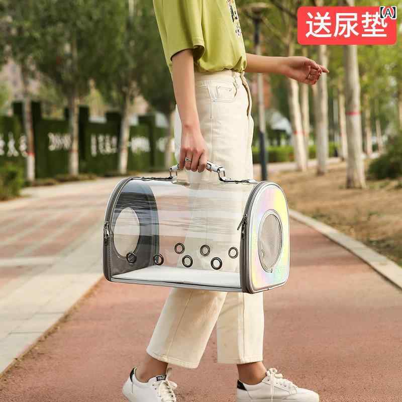 お出かけ 猫用 キャリーバッグ カート 猫用 外出用 ポータブル バッグ 透明 ワンショルダー 犬用 バック パック ペット用大容量 スクール