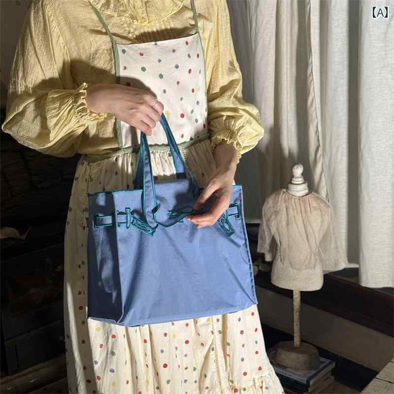 トートバッグ 収納 便利 和風 ラク ゼット エコ フレンドリー ショッピング バッグ大容量 トートバッグ 女性用 ナイロン キャンバス バッグ 通勤 ハンドバッグのサムネイル