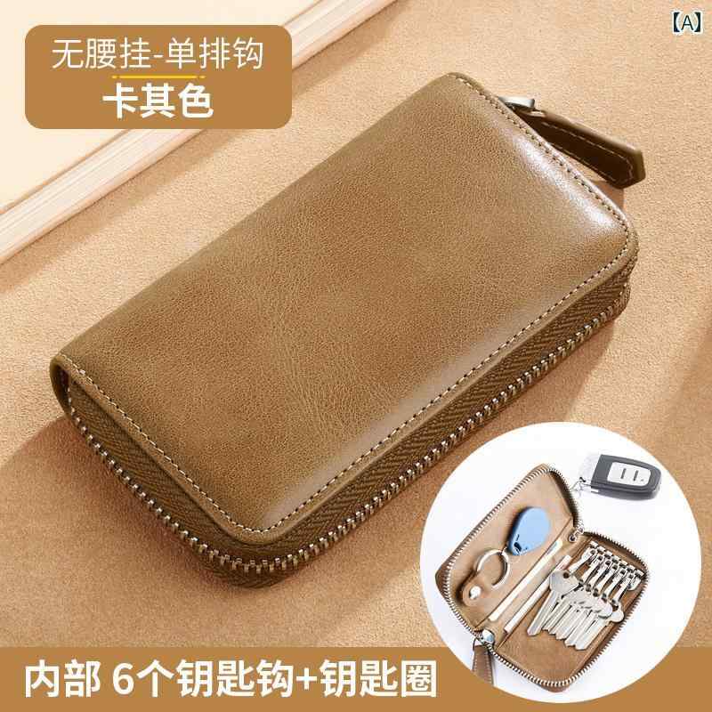 キーケース コンパクト 財布 ネット 革 キー バッグ メンズ ジッパー大容量 車 多機能 腰 吊り レディース