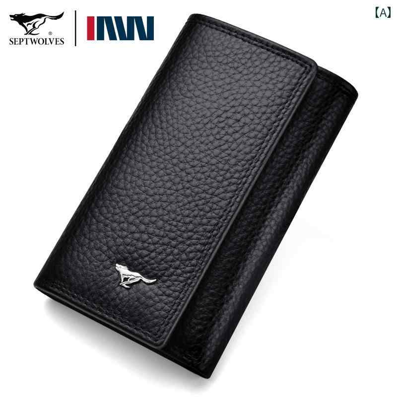 キーケース コンパクト 財布 Septwolves 革 キー バッグ 多機能 車 セット 財布 メンズ 高級 カードホルダー 2 in 1