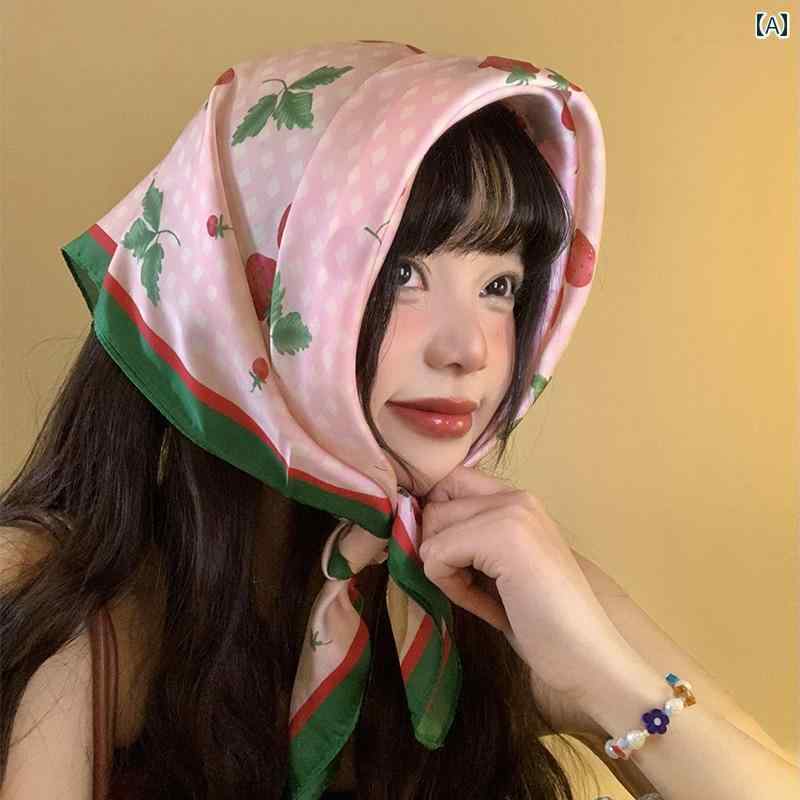 バンダナ おしゃれ ターバン 夏の 女性用 フランスの レトロ スカーフ 韓国 牧歌的な スタイル 三角 海辺での 休暇 日焼け防止 正方形 な