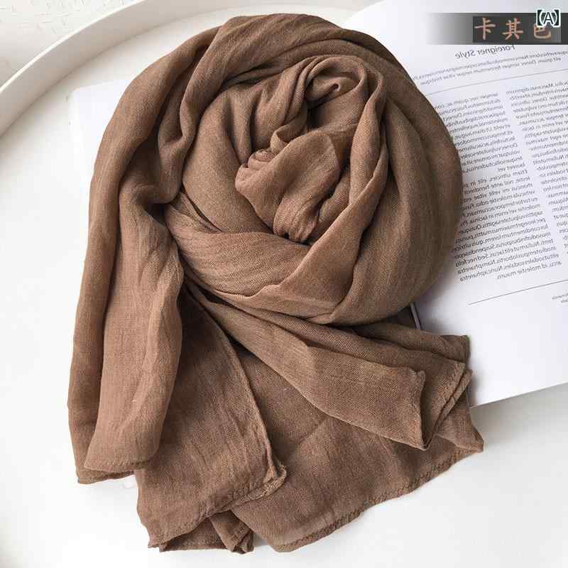 バンダナ おしゃれ ターバン スカーフ レディース 夏用 コットン＆ リネン 薄手 シルクスカーフ 砂漠 ..