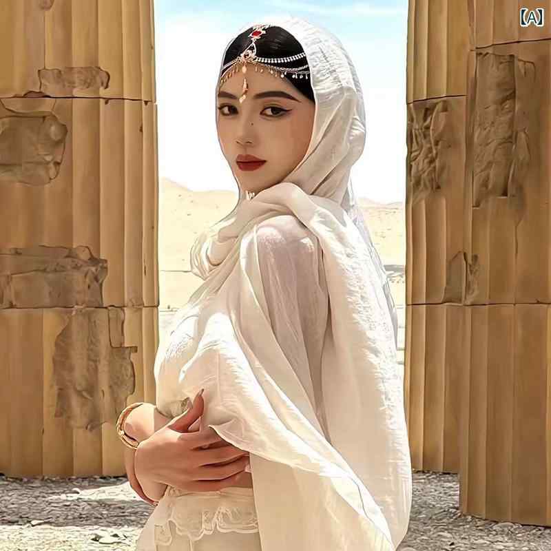 バンダナ おしゃれ ターバン 白い ショールの レディース アウターウェア 2025 エスニックの 春夏 薄手..