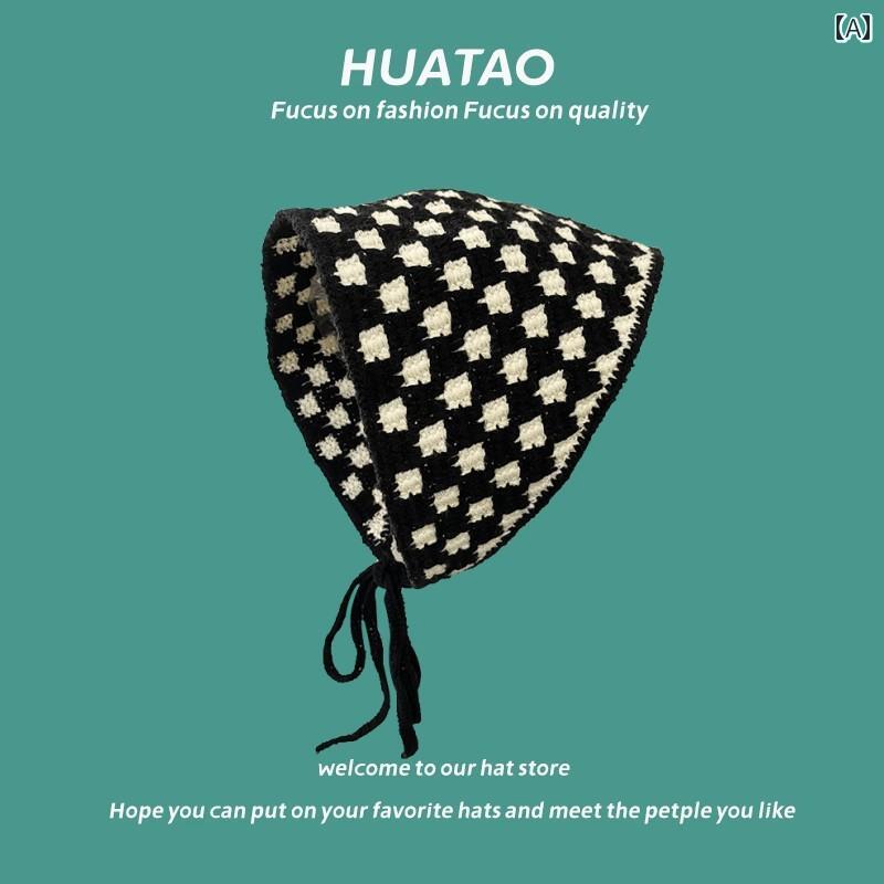 バンダナ おしゃれ ヘアアクセサリー 三角 スカーフ かぎ 針 編みの ヘッド ホット ガール イン 文学的な レトロ ニット フラワーガール ドーパミン ウール ヘア バンド