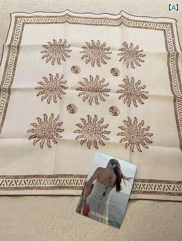 バンダナ おしゃれ ヘアアクセサリー 正しい シーブリーズ ナチュラル ラミー シルクスカーフ プリント..