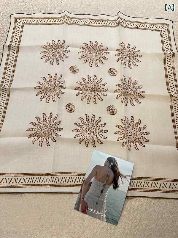 バンダナ おしゃれ ヘアアクセサリー 正しい シーブリーズ ナチュラル ラミー シルクスカーフ プリント..