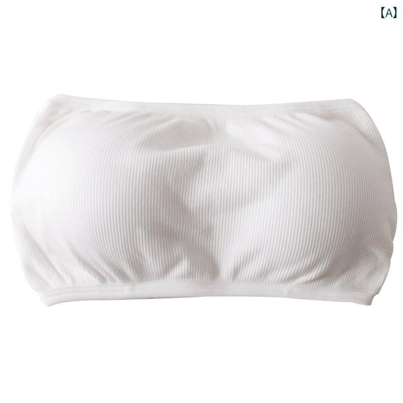 チューブ トップ ブラ チューブ トップ 下着 レディース 露出 防止 ワイヤーなし ギャザーなし小 胸 ラ..