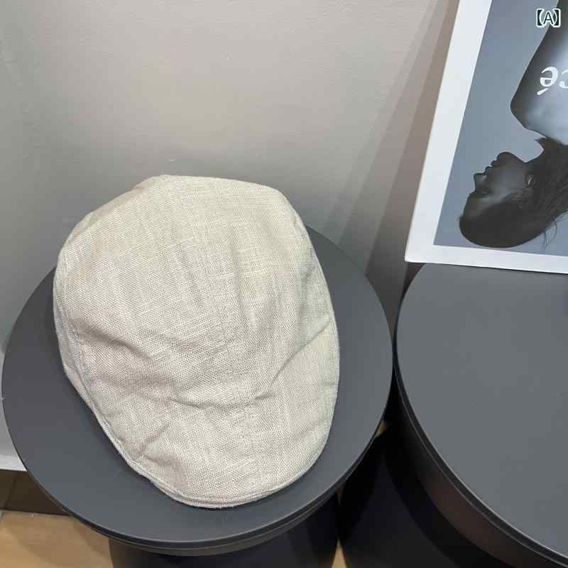 ベレー帽 おしゃれな レディース レトロ 綿 麻の アヒルの 舌の 前かがみ 帽子 レディース 春夏 日焼け防止 サンシェード 通気性の ある 顔の 小さい 文学的な ベレー 帽の