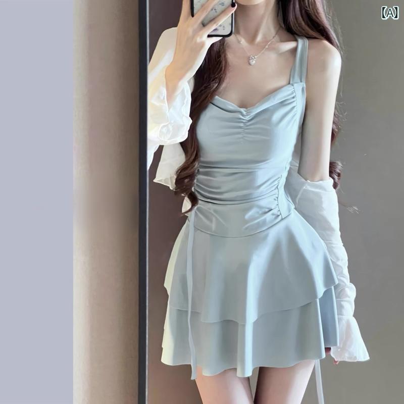 水着 ワンピース サマー 韓国 夏の な 魅惑的 背中が 開いた 日焼け防止 ブラウス スリム 小さい 胸の ..