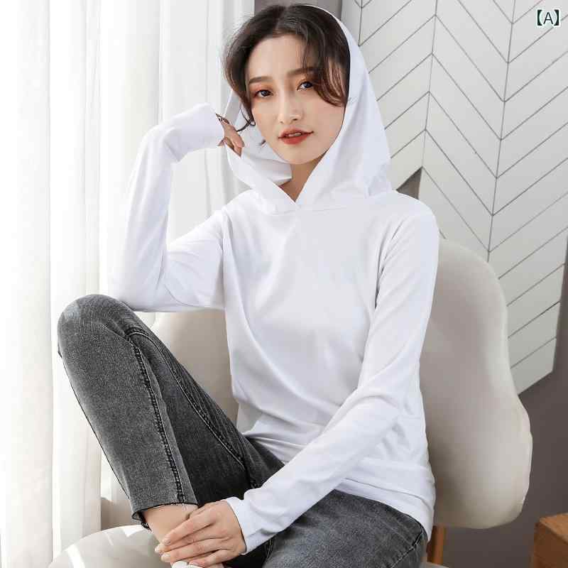 レディースパーカー 薄手 涼しい 2025 春秋向け レディース向け 綿 フード付き Tシャツ 黒と 白の ゆっ..