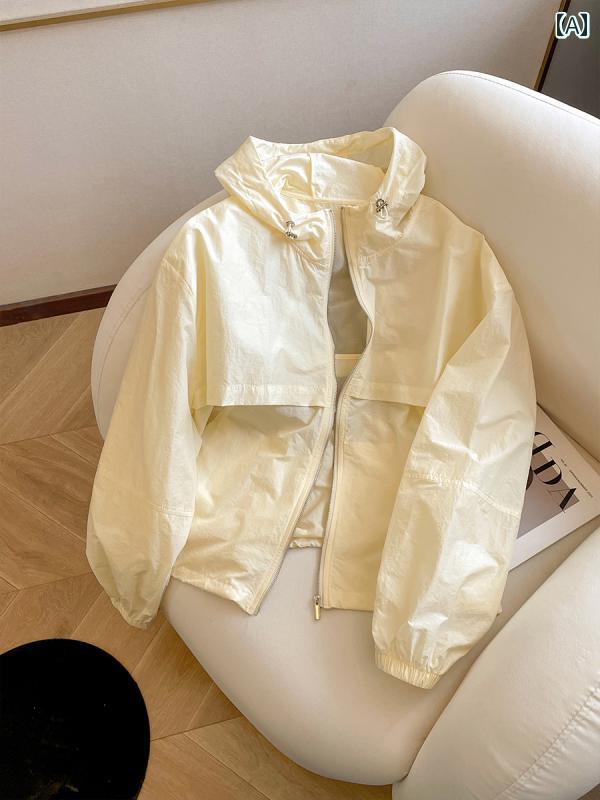 快適 涼しい パーカー Xiao Cの フード付き 軽量 日焼け防止 ジャケット 女性用 2025夏 ゆったり ジッパー