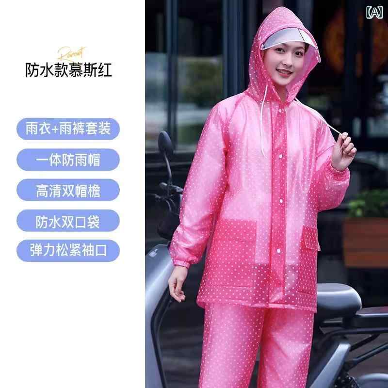 女性用 かっぱ 女性用 レインコートと レインパンツ 分割 式 全身 防水 電気 自動車 大人用 服 レディース ロング スーツ