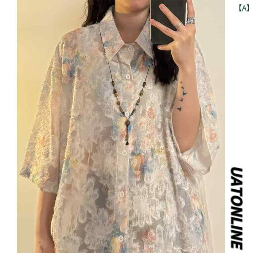 レディース 花柄シャツ おしゃれ UATONLINE 2024 夏の レディース アメリカン レトロ 薄手 タッセル 花柄 オール オーバー 半袖 シャツ レディース 花柄シャツ おしゃれ UATONLINE 2024 夏の レディース アメリカン レトロ 薄手 タッセル 花柄 オール オーバー 半袖 シャツ