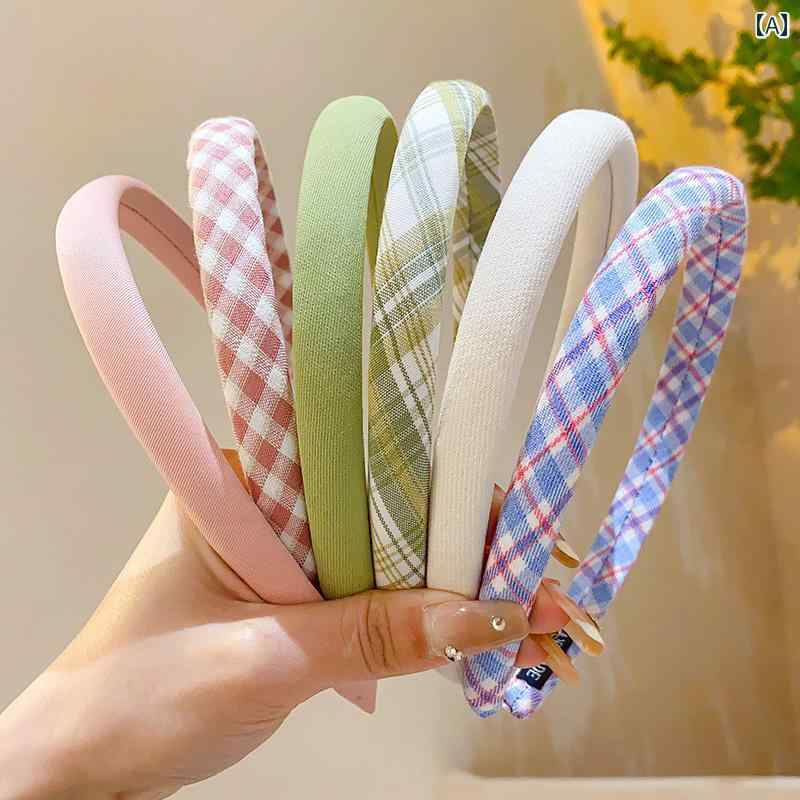 ヘッド アクセサリー バンド 子供用の 薄手 カラフルな チェック 柄の ヘッド バンド 女の子 森 フェア..