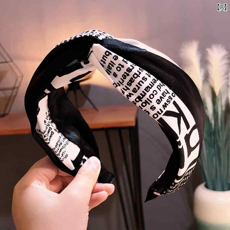 ヘアアクセアリー ヘアバンド レディース 韓国 ヘア アクセサリー 生地 カラー コントラスト 文字 結び..