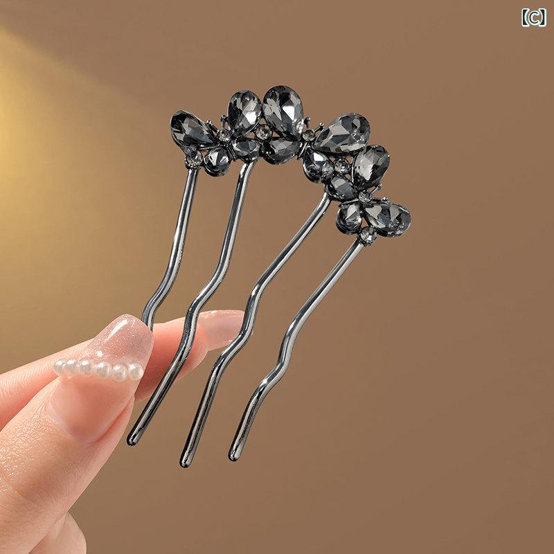 LAONsChoiceのキュート ヘアアクセアリー ピン チャイナ風 20253 歯 コーム U 字型 ヘア ピン 高級 インサート ローボール ヘッド アーティファクト アクセサリー｜アングル3