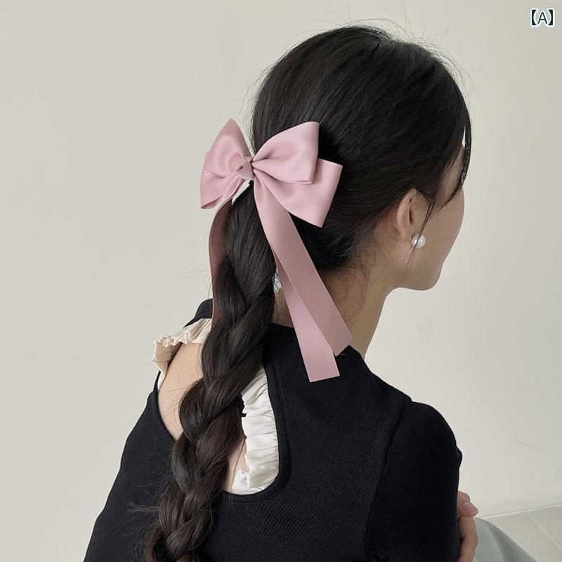 キュート ヘアアクセアリー ピン リボン ヘア ピン 高級 ロー ポニーテール ハーフ タイ スイート プリ..