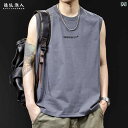 タンクトップ メンズ シンプル アイス センス テクノロジー コットン ベスト メンズ Tシャツ ウエスト コート 2025 夏 ノースリーブ スポーツ フィッ...
