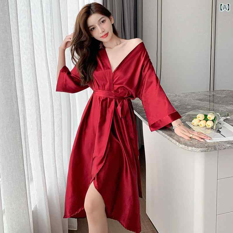 ガウン 快適 着心地 花嫁 介 添 人 モーニング ガウン 春夏 秋 雪 シルク ナイトガウン レディース 長袖 ホテル スタイルは 外出 先で 着用 できます ホームウェア