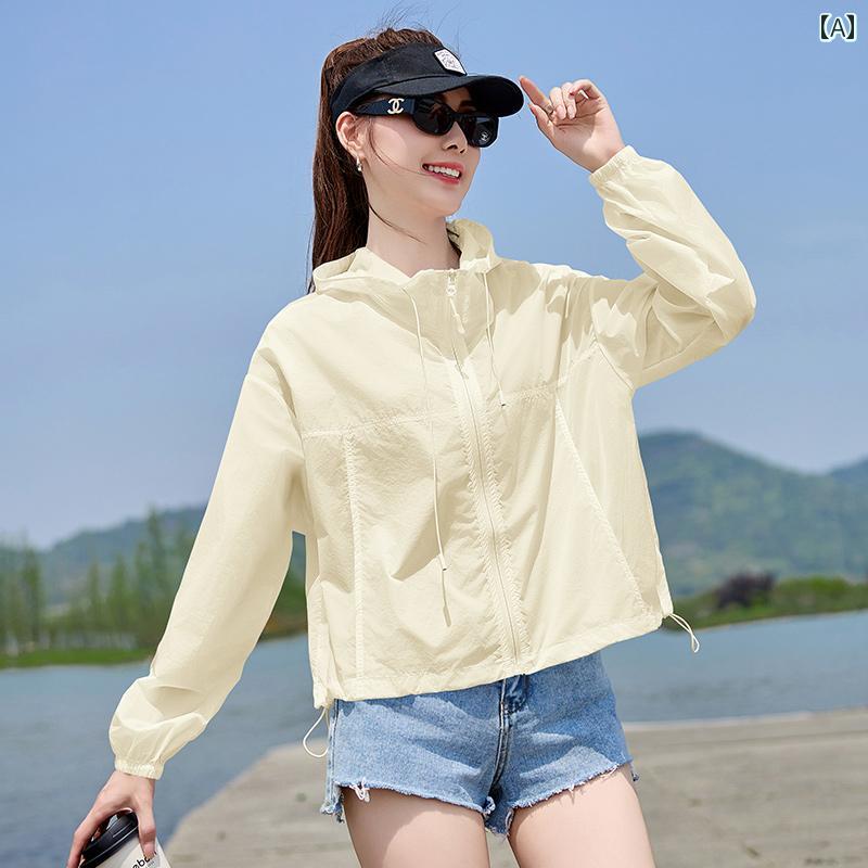 アウトドア ウェア レディース 日焼け防止 服 レディース ショート 薄手 ジャケット 2025 夏 スタイル 紫外線 防止 通気性 アウトドア フード付き